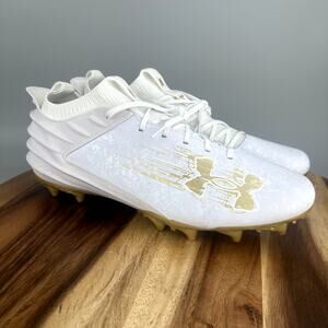 Under Armour Blur Smoke 2.0 MC Suede Football Cleats Men's Size 14 White Gold